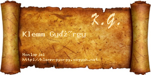 Klemm György névjegykártya